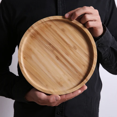Direct bamboo wooden pallets solid wood tray rectangular bamboo tray wooden tray disc tea tray barbecue snack cake wooden plate - Цвет: 24x24