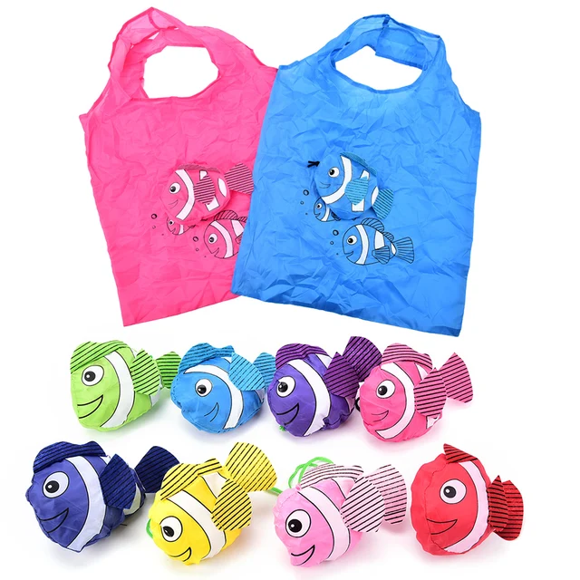 1pcs Eco Foldable Bags Colorful Tropical Fish Reusable 1pcs Eco Foldable Bags Colorful Tropical Fish Reusable Ping Bag Travel Grocery Random