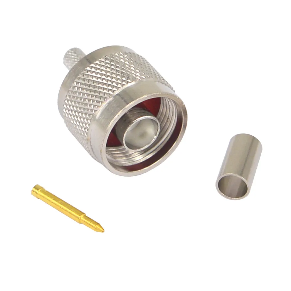 N Male Plug Crimp RG58 RG142 RG223 LMR195 SYV50 3 cable RF Connectorin