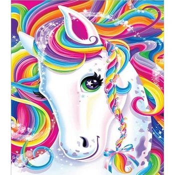 

5d Diy Diamond Painting Colored unicorn full square/round diamond embroidery cross stitch 3D Rhinestone painting White pony kits