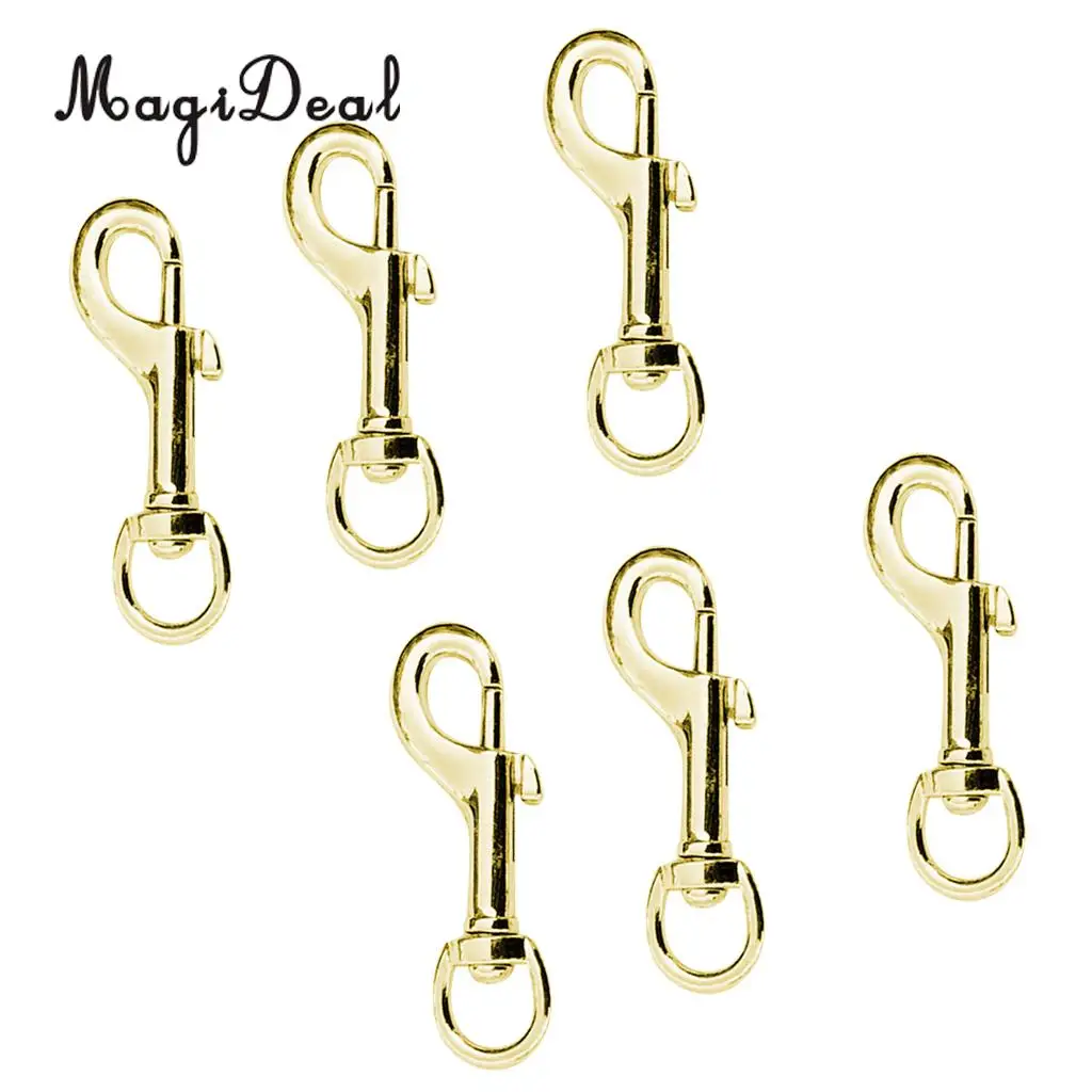 MagiDeal Heavy Duty 6Pcs/Lot 78mm Swivel Clip Snap Hook Tools for Keychains Dog Lead Leather Marine Industry Supply Gold/Silver