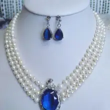 Дубай, Африканский стиль, бусы, комплект ювелирных изделий, натуральный 3 ряда, белый жемчуг, площадь, Австрия, кулон, ожерелье, серьги, кварц, изысканные женские