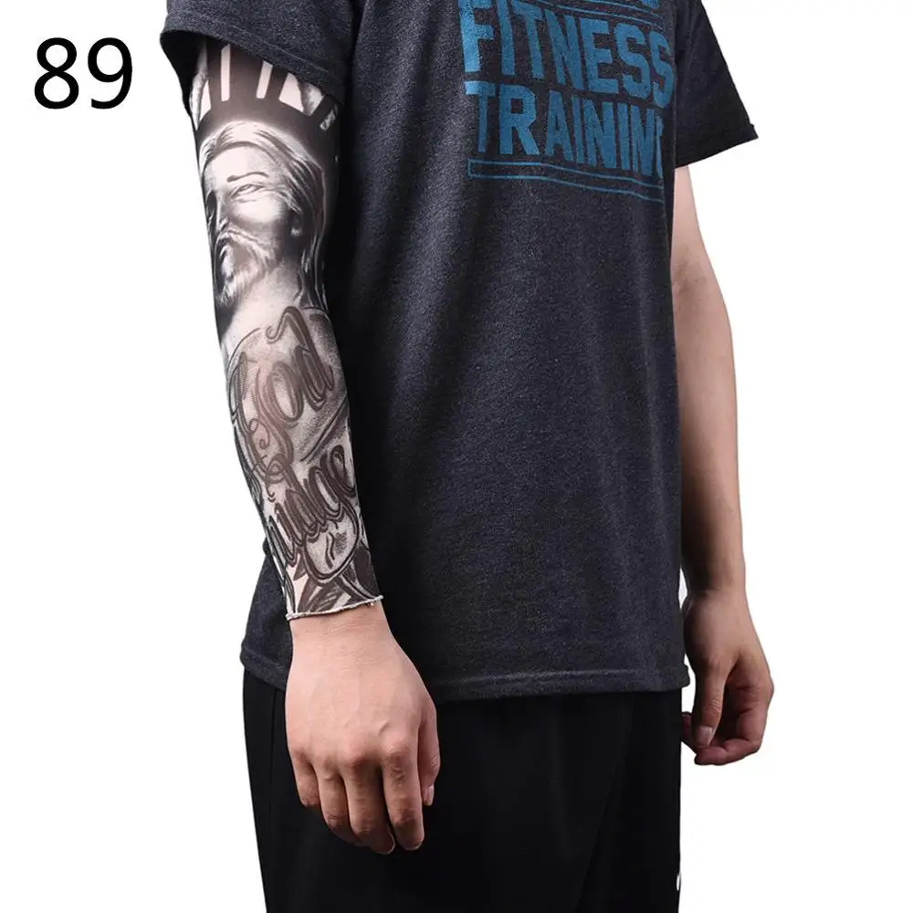 Для мужчин и женщин на руку теплые нейлоновые эластичные Поддельные Временные татуировки рукава дизайн тела руки Чулки татуировки новое поступление - Цвет: 89