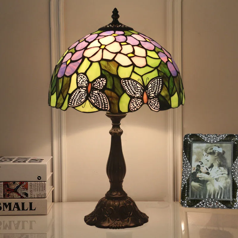 

European Style Vintage Butterflies Table Lamps Glass Desk Light for Living Room Bedroom Bedside Study Reading Lamp Home Lighting