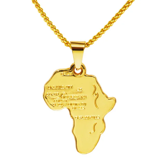 2016 Wholesale African Map necklaces pendants Golden Men Women Iced Out