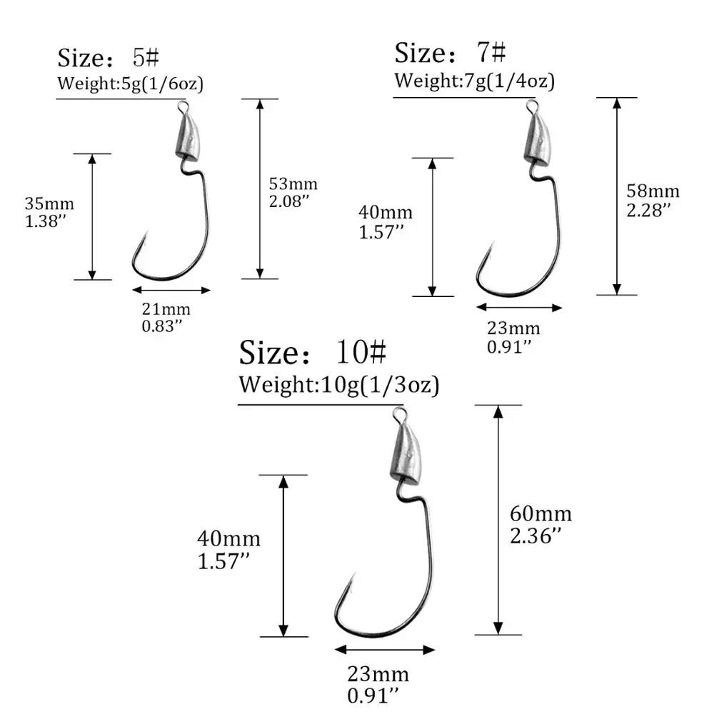 10 шт./лот, рыболовные крючки с свинцовой головкой, 5 г, 7 г, 10 г, крючки с цилиндрической головкой, серебристые, бесщеточные, офсетные, Червячные крючки, Техасские установки, аксессуары