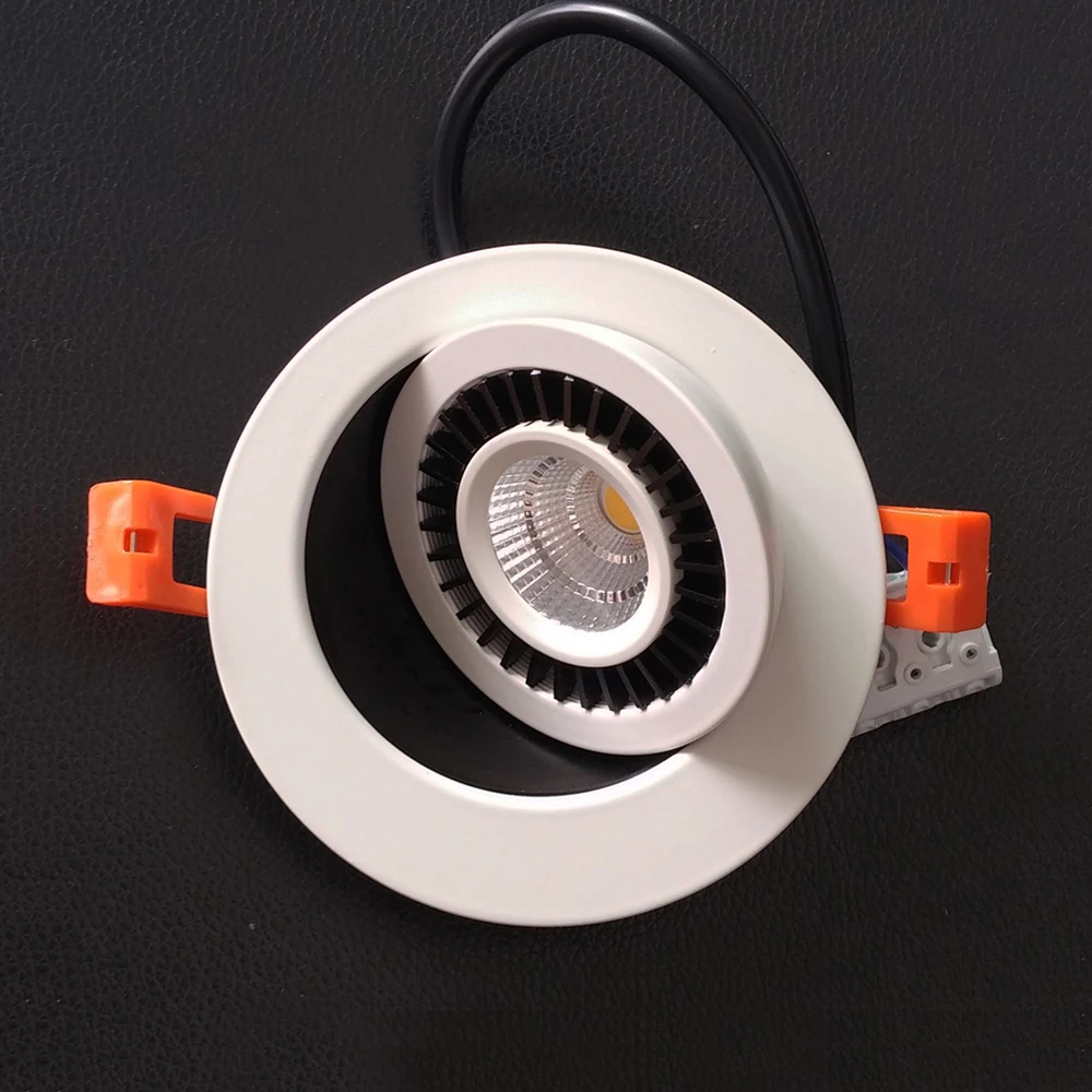 360 도 Orientable 7W LED 천장 스포트 라이트 드라이버리스 디밍 가능 HV COB 다운라이트, 조절 가능한 오목한 램프 홀 D90mm, 50 개