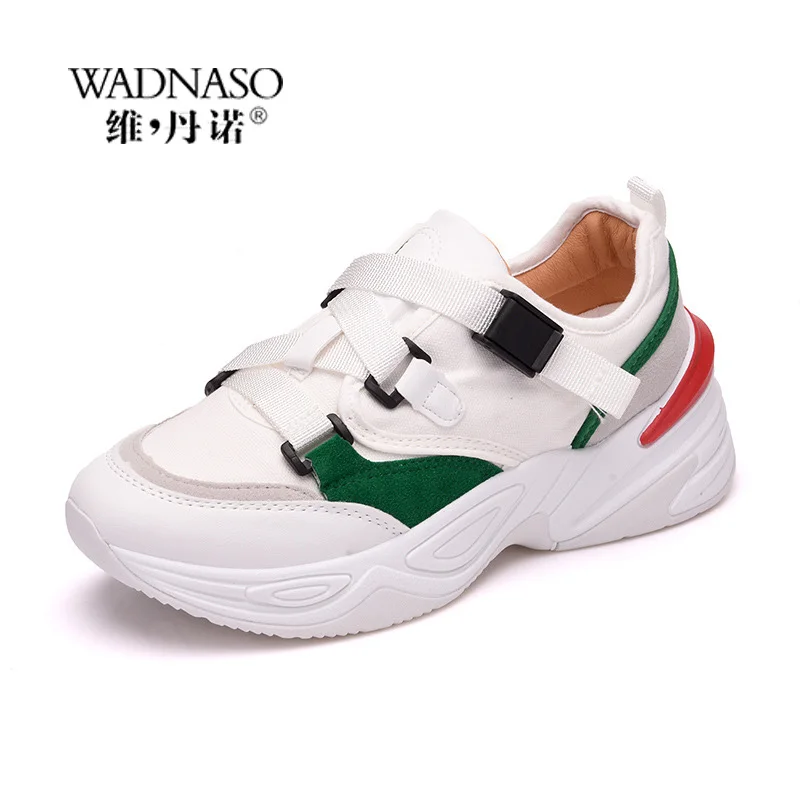 Fashion Buckle Strap Women Sneakers Sport Casual Shoes Breathable Wedge Low Top Shoes Baskets Femme Trainers Women Zapatos XZ40 Women's Shoes