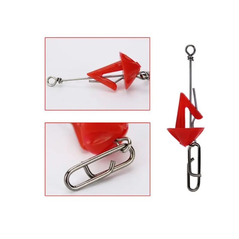 

5 Pcs/pack Quick Decoupling Simple Plastic Red Umbrella Shape Metal Quick Decoup Gadget Fishing Accessories