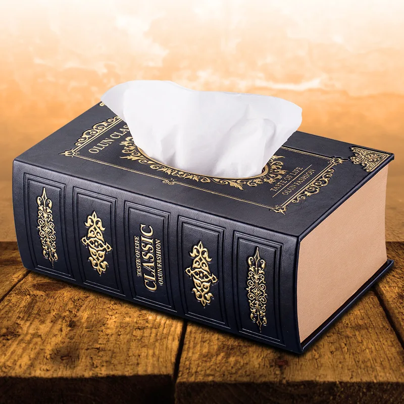 

European style retro tissue box creative car leather box old book storage box paper crafts Art wet wipes box
