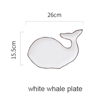 Керамическая тарелка в океанском стиле, посуда для КИТА, рыбы, раковины, морская звезда, труба, раковина, миска, сине-белая фарфоровая посуда - Цвет: white whale plate