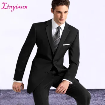 

Linyixun Custom made New Arrival men wedding suits 2017 Black terno slim fit Business Formal suits for men suit trajes gowns