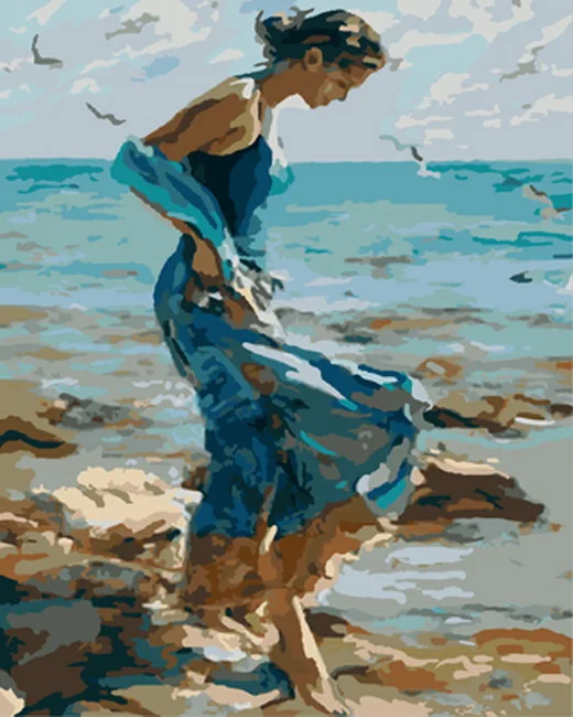 

Frameless painting by numbers paint by number for home decor PBN for living room 4050 beach