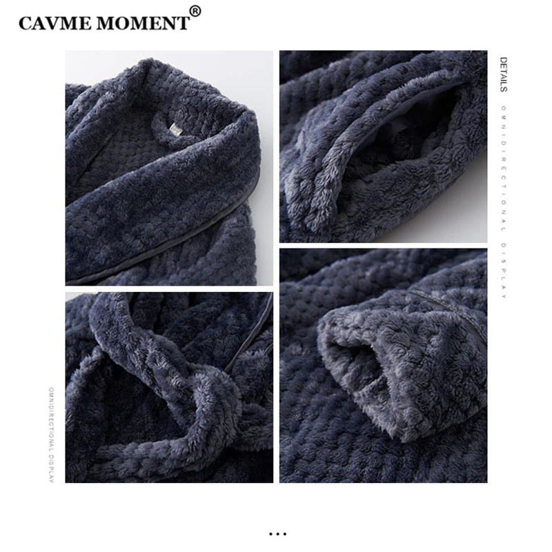 Зимние фланелевые халаты CAVME 2019 утепленный длинный халат для влюбленных кимоно