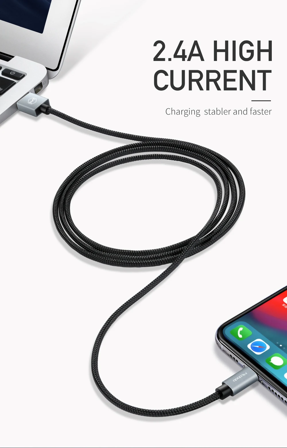 Mcdodo MFI usb-кабель для iPhone Apple iPhone X Xs Max XR 8 7 6 plus 2.4A Быстрый зарядный кабель мобильного телефона Зарядное устройство кабель для передачи данных
