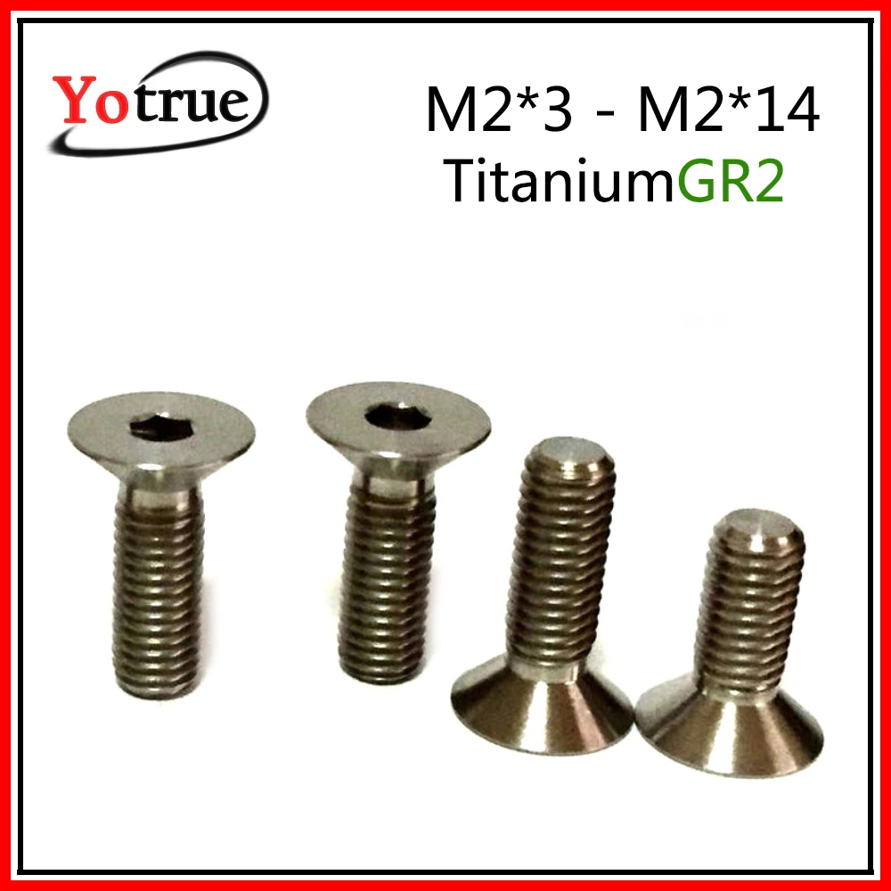 

50pcs/lot M2*L Pure Titanium DIN7991 flat head countersunk socket screw titanium alloy small screw GR2 M2*3/4/5/6/8/10/12/14