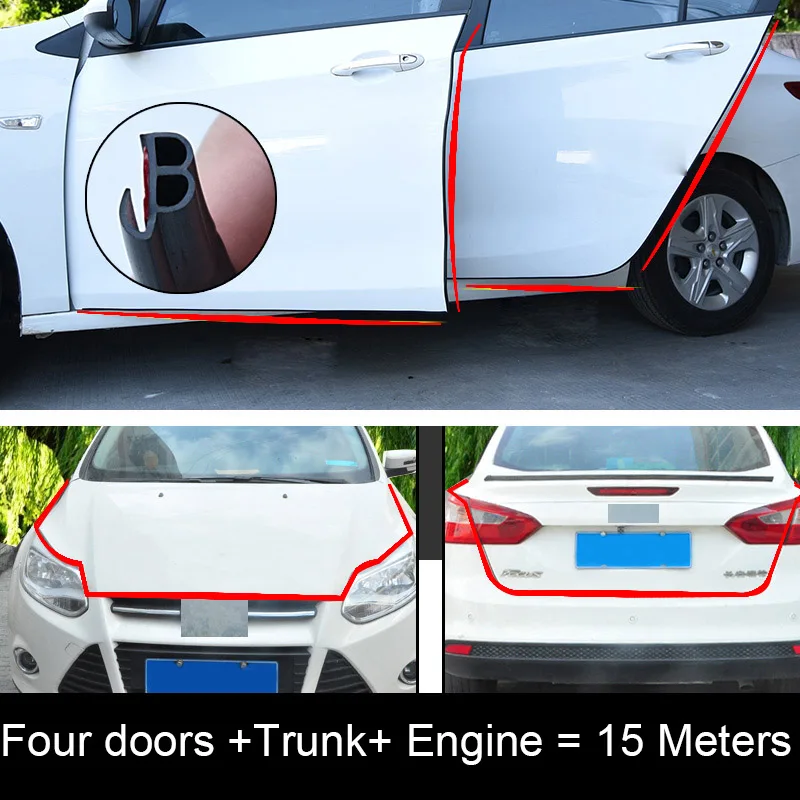 Уплотнительная прокладка для края двери автомобиля, защита от царапин, уплотнительные полоски, автомобильные наклейки, уплотнительная дверная прокладка, внутренние автомобильные аксессуары - Цвет: 15m