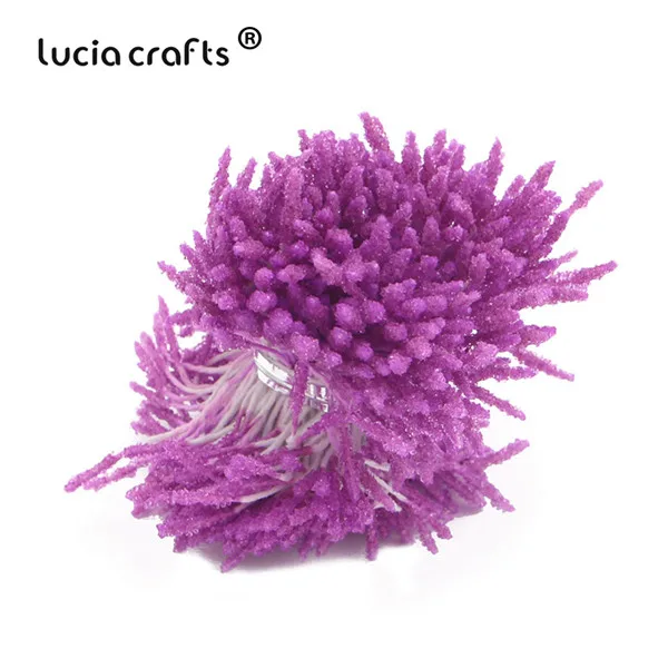 Lucia crafts, 144 шт, 3 мм, Двойные наконечники, стеклянные цветы, тычинки для свадебного украшения, сделай сам, скрапбукинг, венок, поддельные, pist C1204 - Цвет: C8 Purple