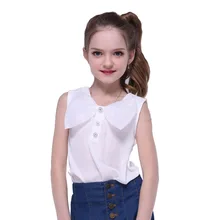 Шифоновые рубашки для девочек; блузки без рукавов; детские летние топы; Детские однотонные рубашки; милая Одежда для младенцев; новые блузки с бантом для девочек