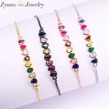 10 шт., Летняя распродажа Радуга cz шест ювелирные изделия цвета: золотистый, серебристый черный цвет-пачка цветов радуги для браслет cz для женщин Женский Регулируемая
