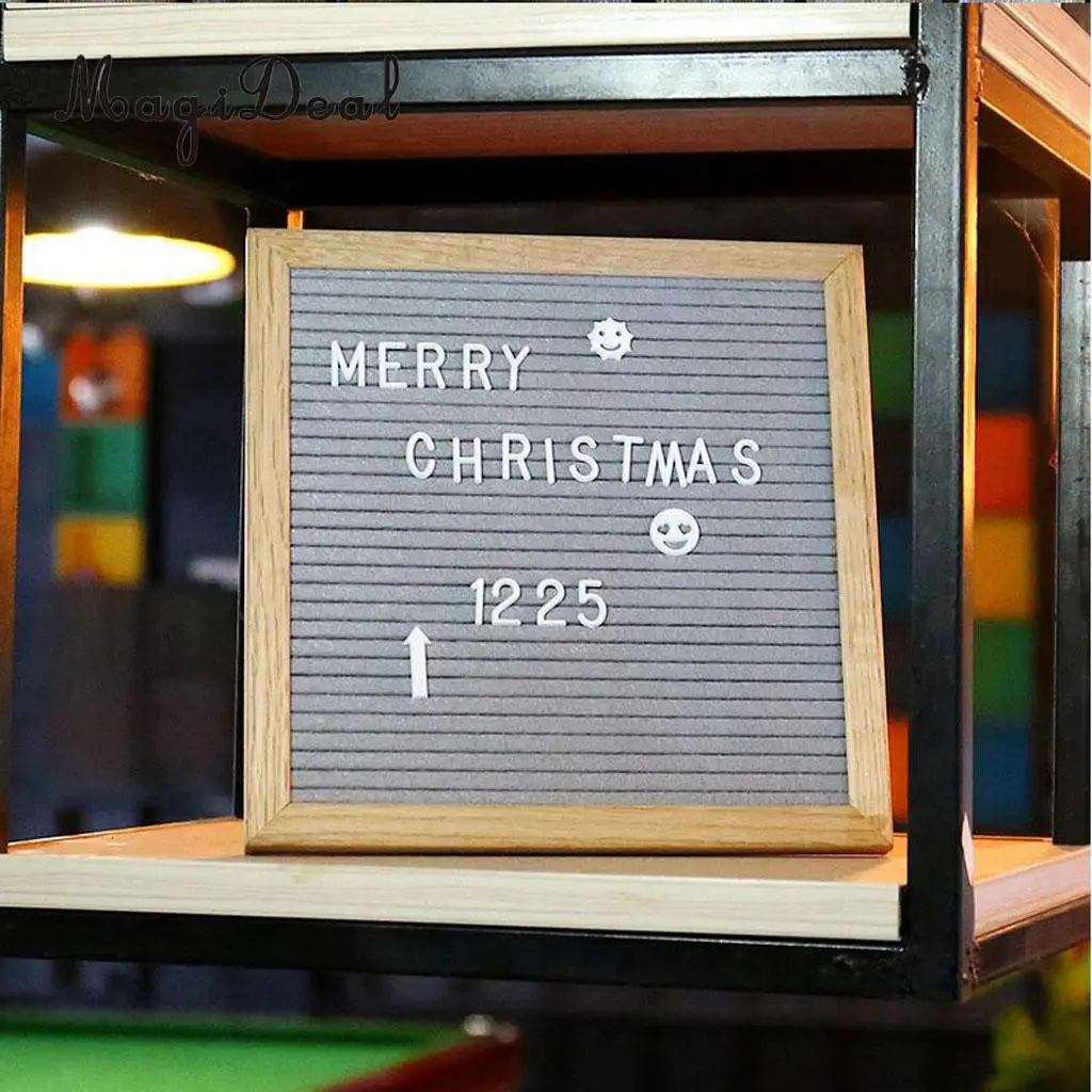 Felt Letter Board 10x10inches Changeable Letter Boards With 340 White Plastic Letters & Wood Frame Wall Mount, Free Canvas Bag