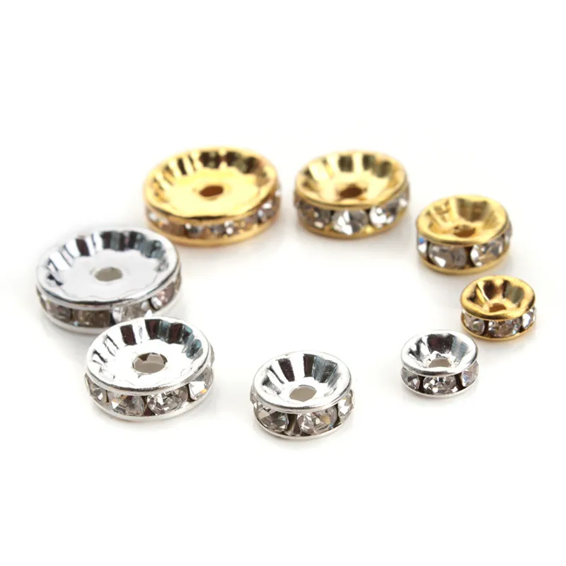 5Pcs 6//8//10//12mm Plated Wheel Shape Loose Spacer Beads With 1mm Hole DIY Jewelry