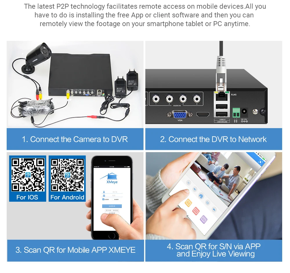 H.View CCTV System 4.0 MP Video Surveillance Kit CCTV Outdoor 4CH DVR CCTV Camera Set  Home Security Wireless Cameras (7)