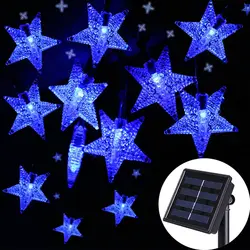 12 м 100 светодиодный свет звезды гирлянды мерцающие гирлянды батарея на солнечных батареях Рождественская лампа Праздничная Вечеринка