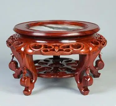 Красная деревянная мраморная ваза стойка для цветочных горшков украшения круглое основание