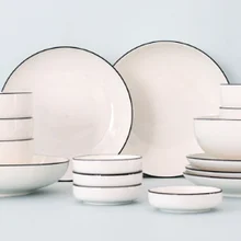 Модный простой набор посуды в скандинавском стиле, набор домашней посуды, комбинированная миска, белая фарфоровая керамическая подарочная посуда
