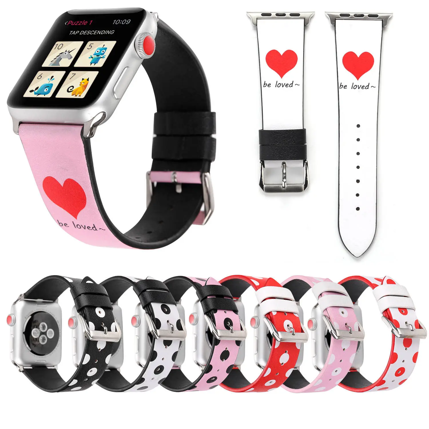 Винтажный ремешок из искусственной кожи для Apple Watch серии iWatch 3 2 1 38 мм 42 розовые
