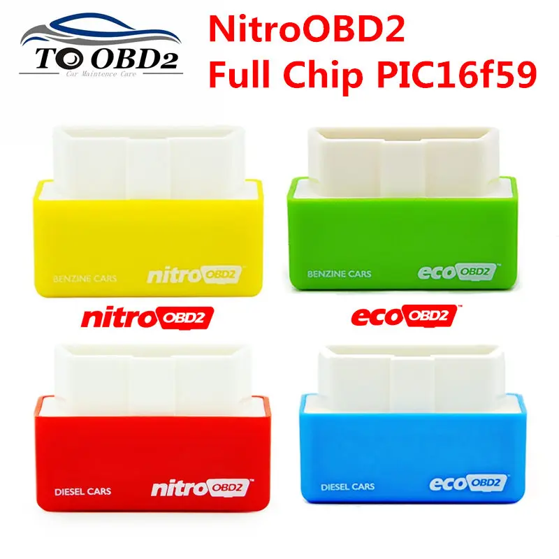 

NitroOBD2 Full Chip Tuning BoxGreen EcoOBD2 Economy Chip Tuning Box OBD Car Fuel Saver Eco OBD2 for Benzine Cars Fuel