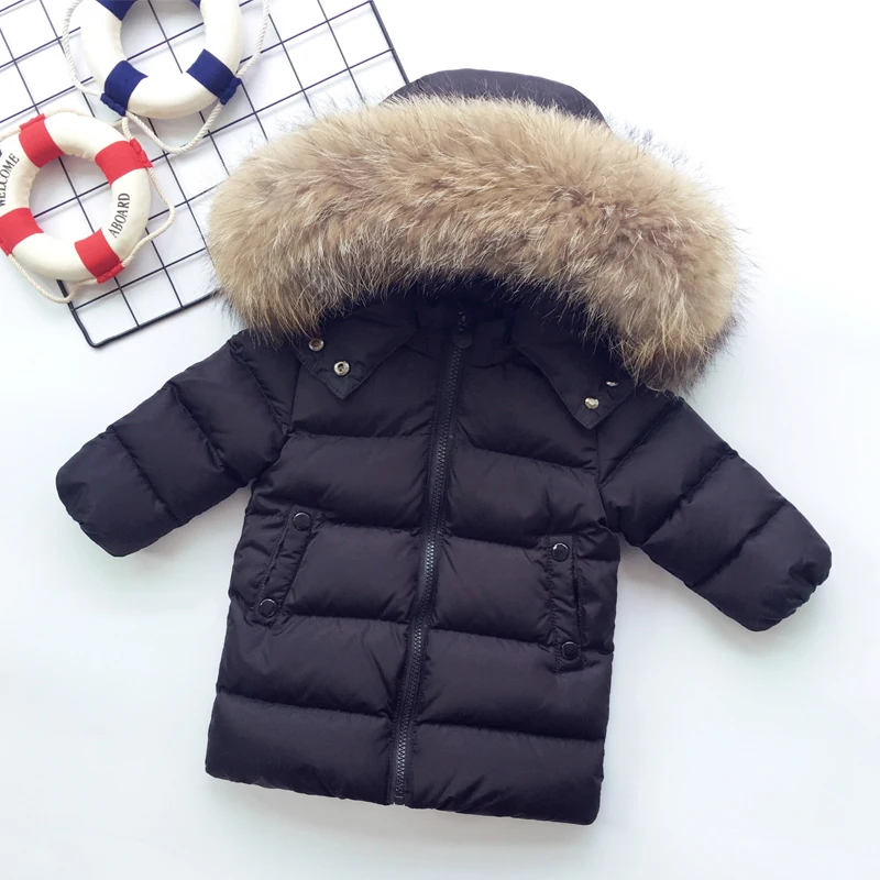 Brand Boys Down Jackets Kids Real Fur Collar Coat Children Winter Outwear 18 Y Children's Snow