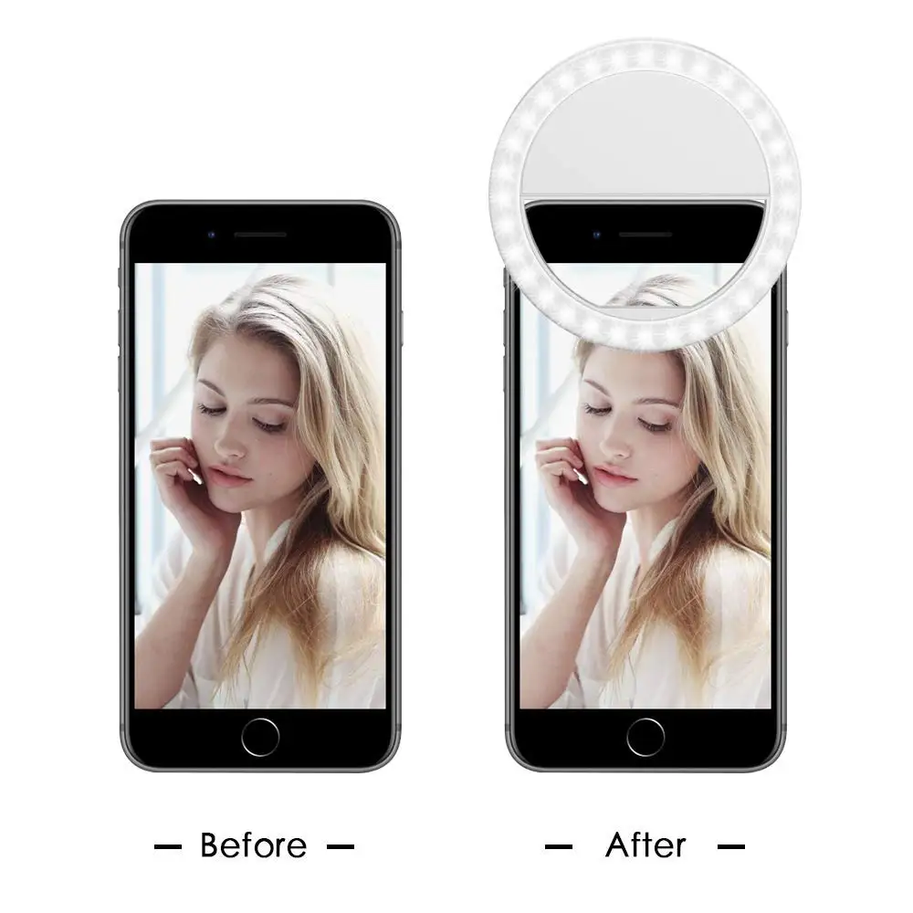 Kogngu Usb Charging Selfie Ring Led Light Lamp Mobile Phone Lens LED Selfie Lamp Ring Flash for Iphone for Samsung Xiaomi