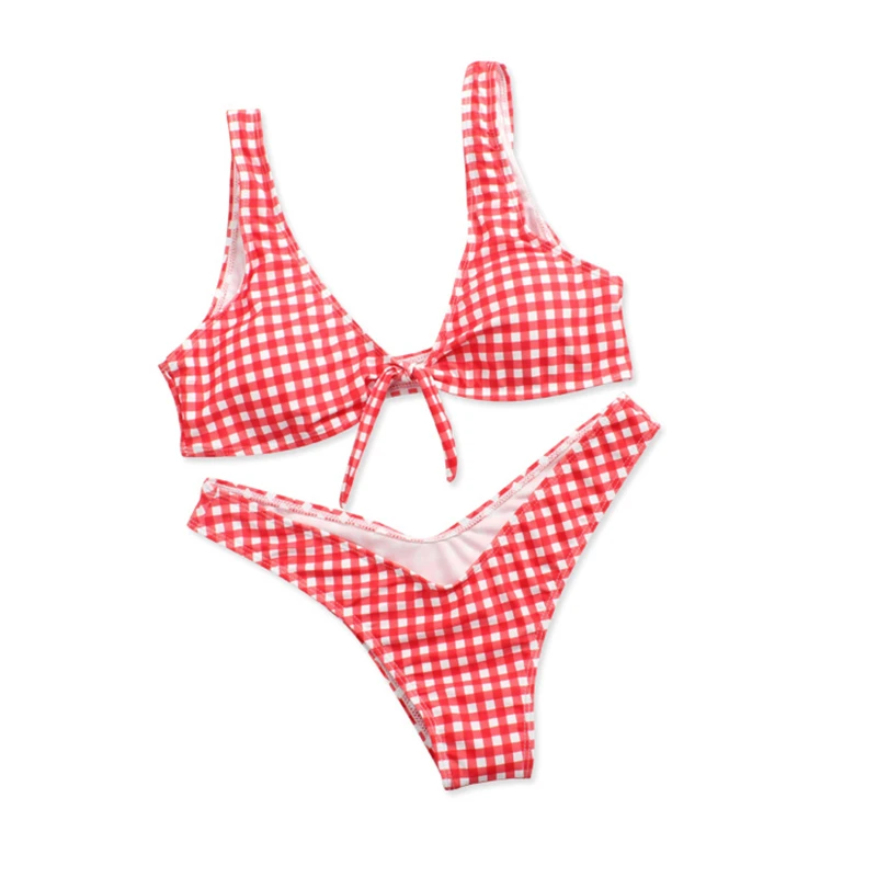 

Plaid Swimwear Women Swimsuit Bandeau Bathing Suit Biquni Beach dress bikini brazilian Women biquinis stroj kapielowy damski