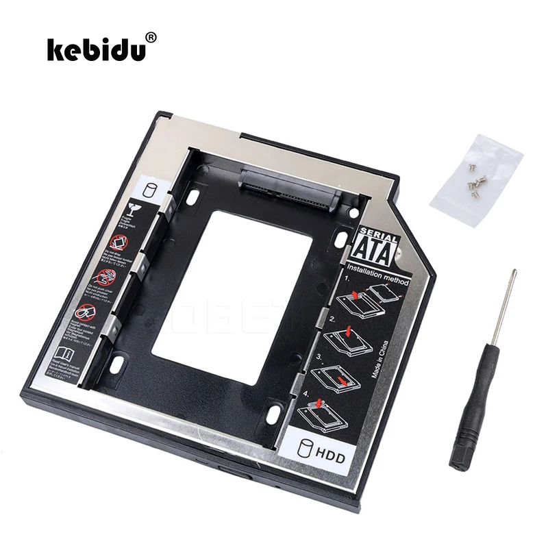 Kebidu новейший SATA to SATA 2nd HDD Caddy 9,5 мм для 9,5 мм SSD чехол Корпус жесткого диска отсек для ноутбука ODD Optibay CD-Rom