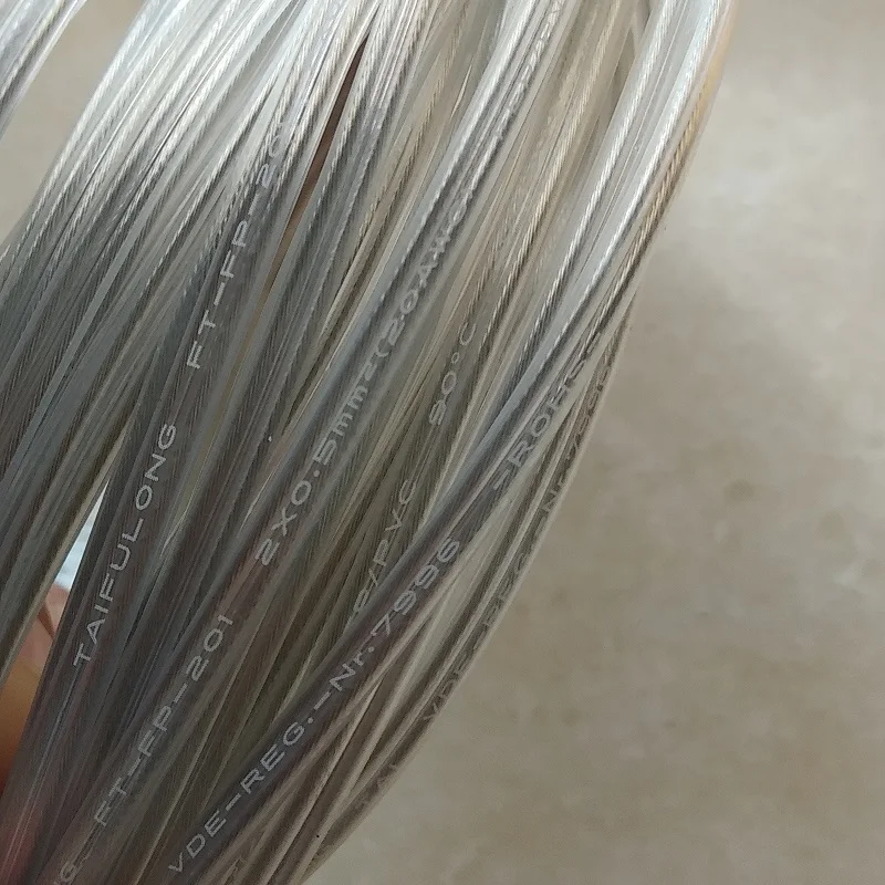 2*0 5 кв. Мм (20AWG) FEP изоляционный шнур питания прозрачный электрический кабель для