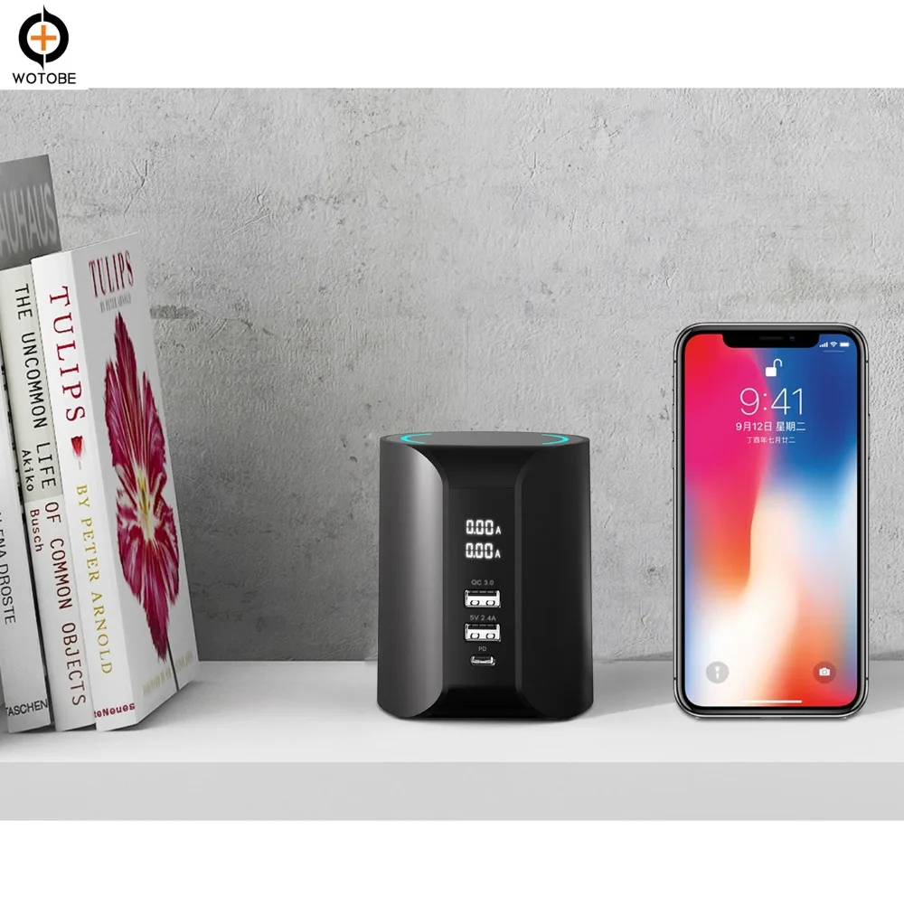 PD18W Быстрая зарядка дисплей Беспроводная зарядка 10 Вт QC3.0 Быстрая зарядка три в одном зарядное устройство 3USB зарядное устройство мобильный телефон Mac book 13 в