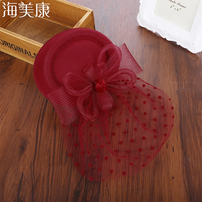 

Haimeikang Fascinating Hair Clip Headband Hat Bowler Feather Veil Wedding Party New Hair Clip