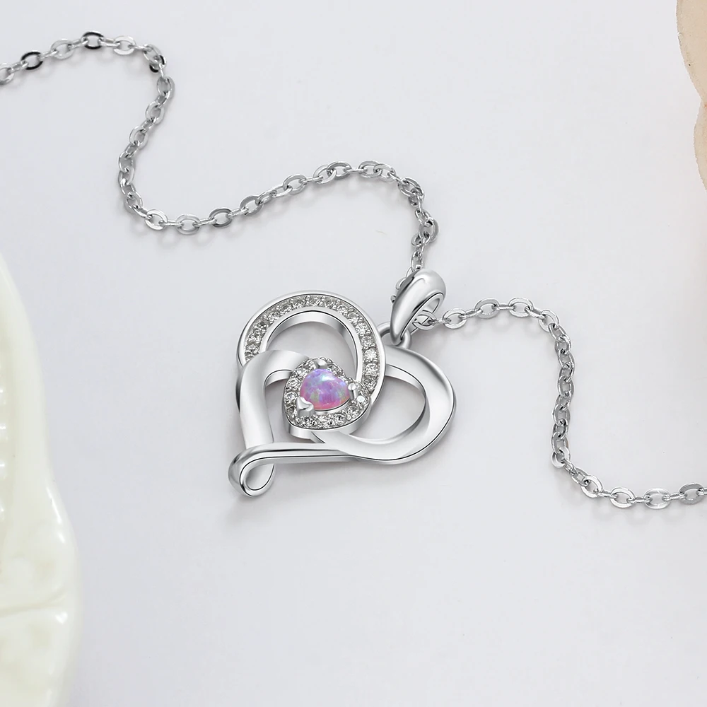 Романтическое сердце розовый опал кулон ожерелье 925 пробы серебряные ожерелья для женщин ювелирные изделия подарок для любовника/матери(Lam Hub Fong