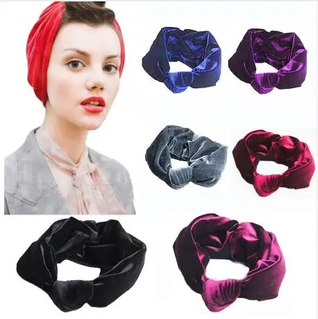 

2016 New 12pcs/lot Velvet Knot Headband Women Noble Scrunchy Twist Hair Band Turban Headband Bandana Bandage On Head For Women