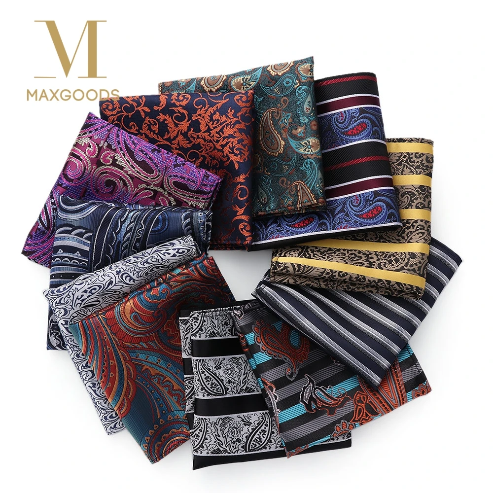 

23*23cm Luxury Men's 100% Silk Handkerchief Paisley Floral Jacquard Women Pocket Square Towel For Business Wedding Party Scarf