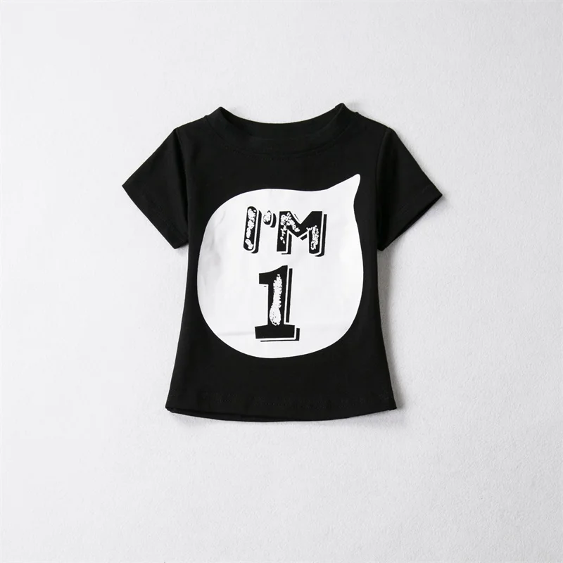 Хлопковая летняя одежда для малышей, футболка Топы, детская одежда для дня рождения для девочек и мальчиков возрастом 1, 2, 3, 4 лет вечерние рубашки для малышей