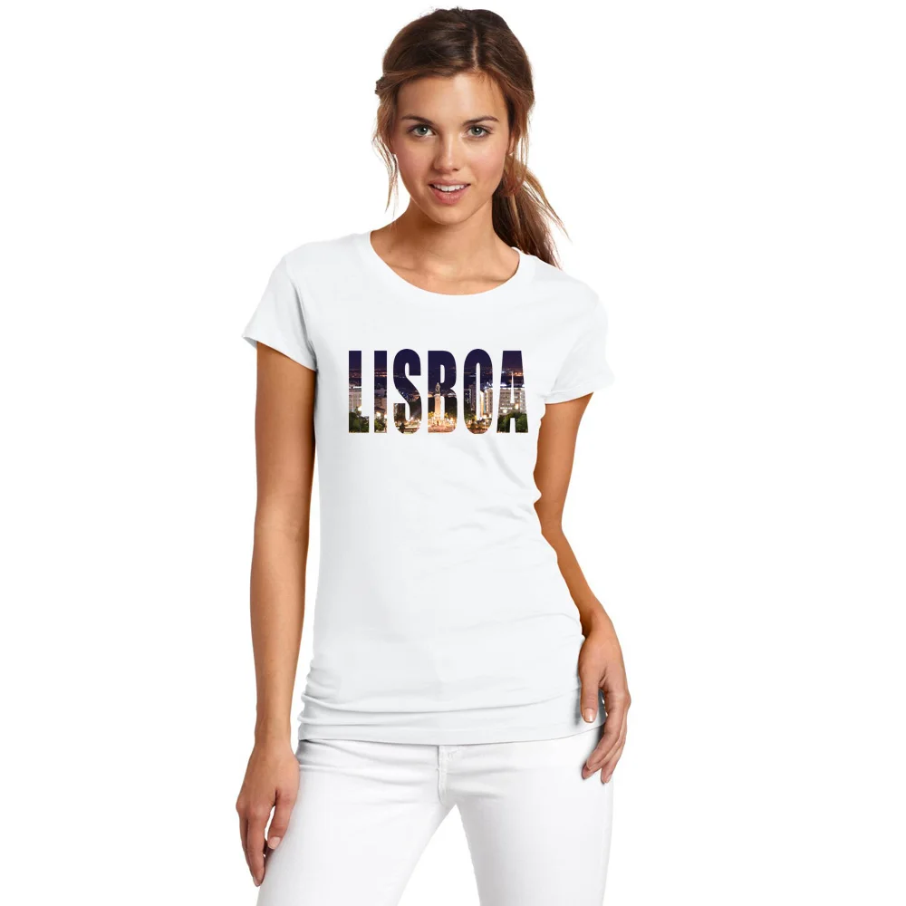 الصيف ر قميص blwhsa الغرض مدينة السياحة لشبونة مطبوعة النساء القمصان نوعية جيدة مريحة ماركة عادية الأعلى و المحملة