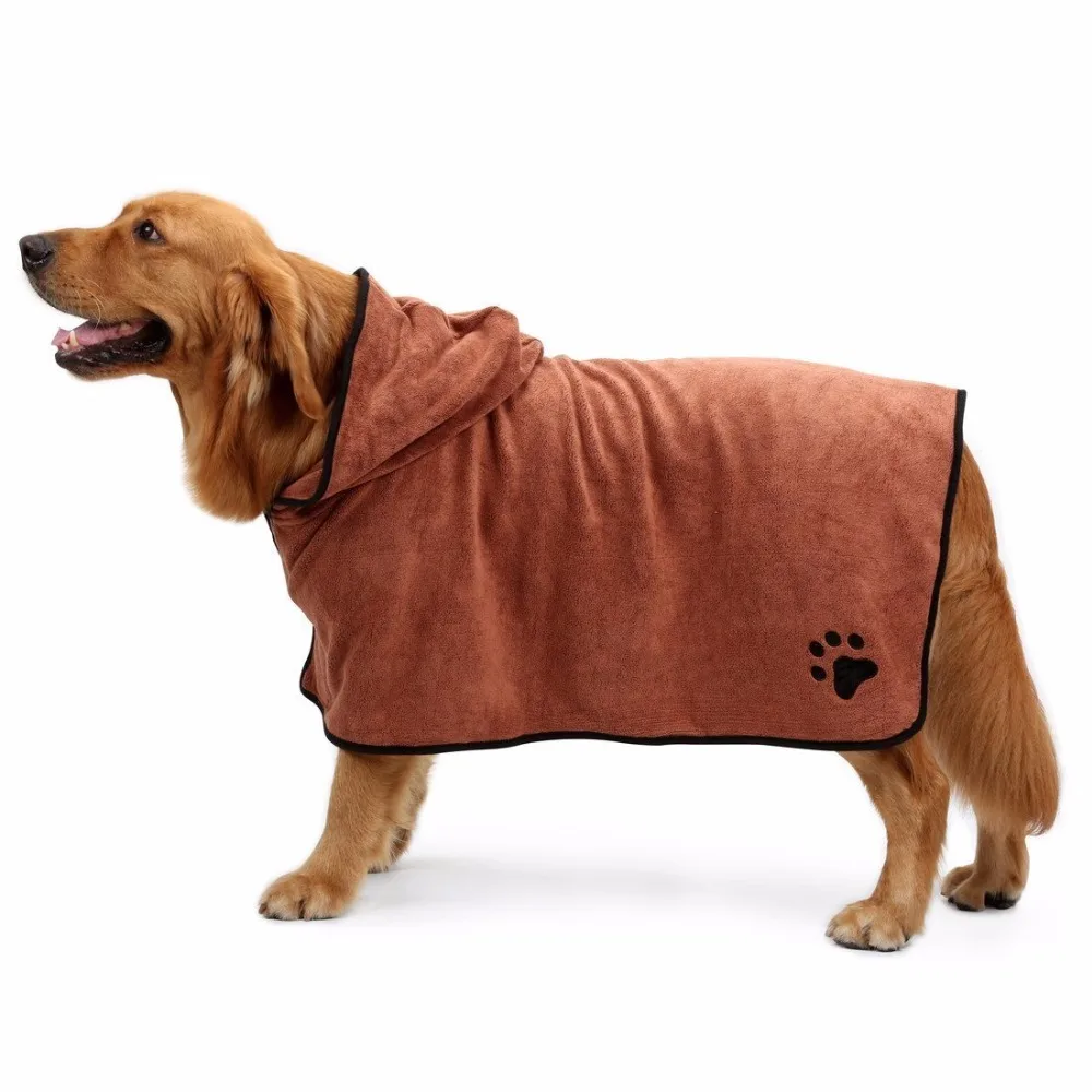 Dog Bathrobe Pet Warm Clothes Pet Bath Towel Grooming Dog Microfibre