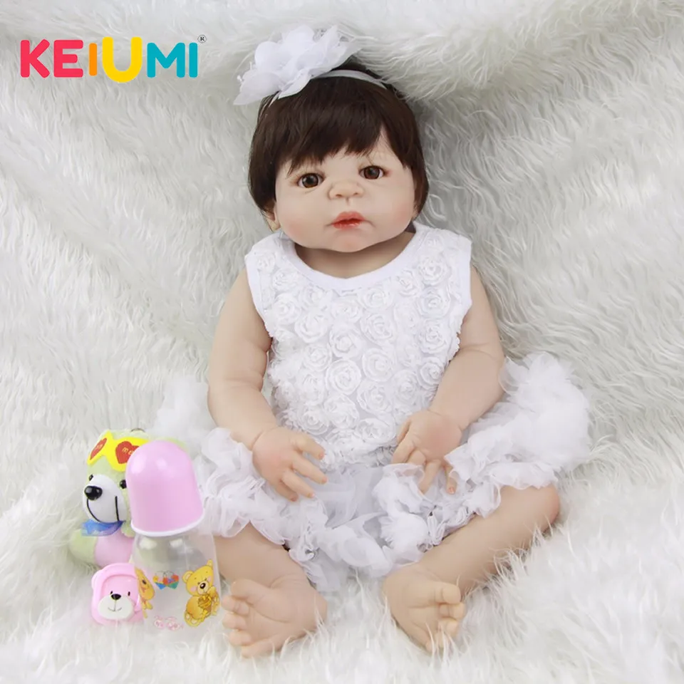 KEIUMI 23 дюйма полностью виниловые куклы Новорожденные для девочек силиконовые