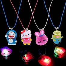 Children jewelry led toys luminous pendant necklace flash cartoon images hot summer night market toy