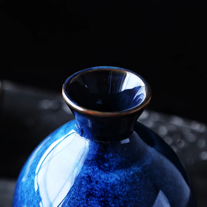ANTOWALL Home sake set dim blue ceramic drinkware mini wine cup wine pot kiln glaze set