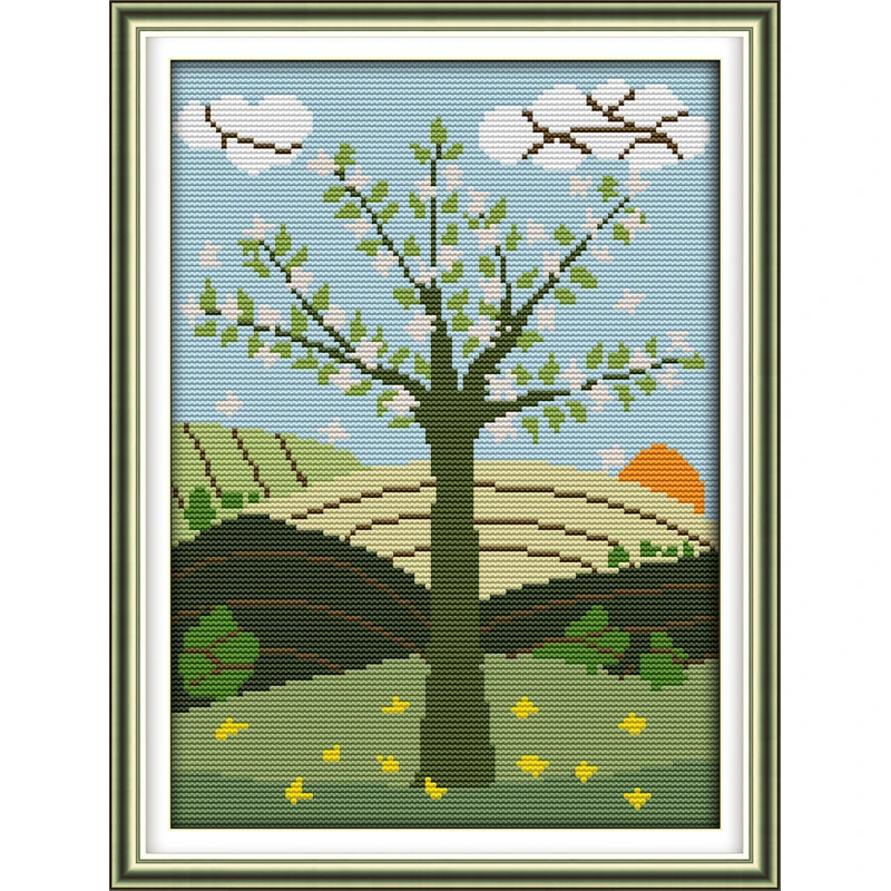 

The four seasons scenery Spring Summer Autumn Winter Counted Cross Stitch 11CT 14CT Cotton Cross Stitch Sets Handmade embroidery