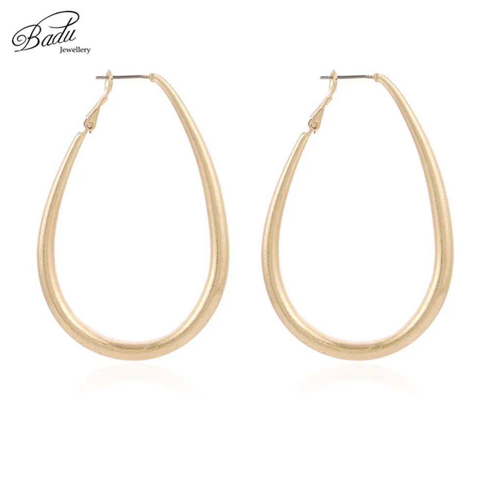 

Badu Big Geometric Hoop Earring Punk Style Vintage Fashion Earrings for Women Gold Silver Metal Jewelry Wholesale